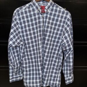 Southern Proper Men's‎ Traditional Fit Plaid Button Down Shirt Blue Brown Medium